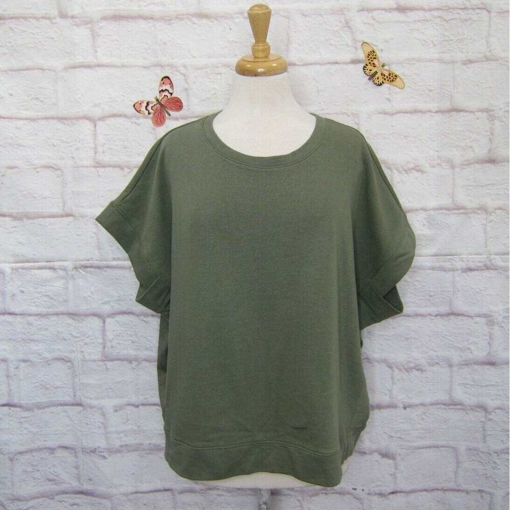 LOFT outlet short sleeve army green oversized cap sleeve sweatshirt size XL New!